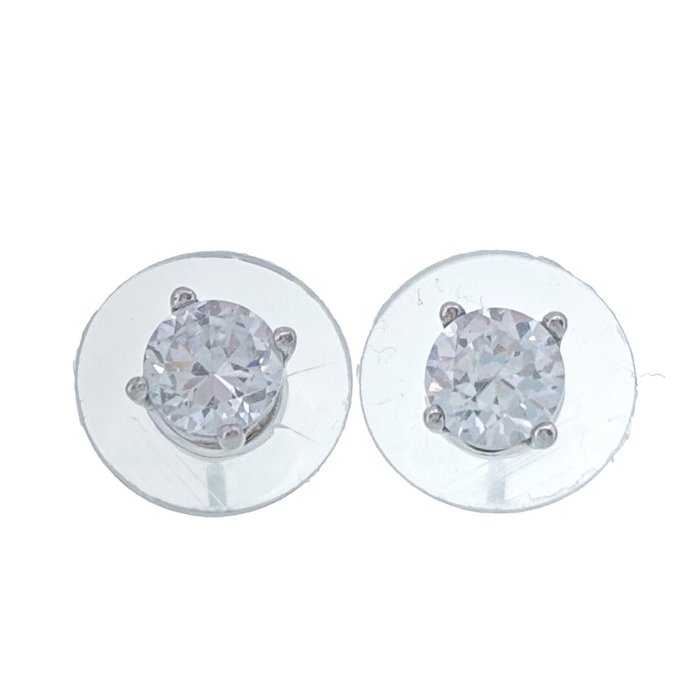 Vintage Sterling Silver 925 5mm Cubic Zirconia Stud Earrings